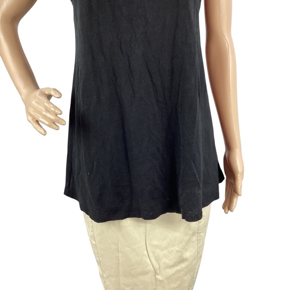 Eileen Fisher Black Organic Linen Scoop Neck Tank Top Size Small - Picture 3 of 7